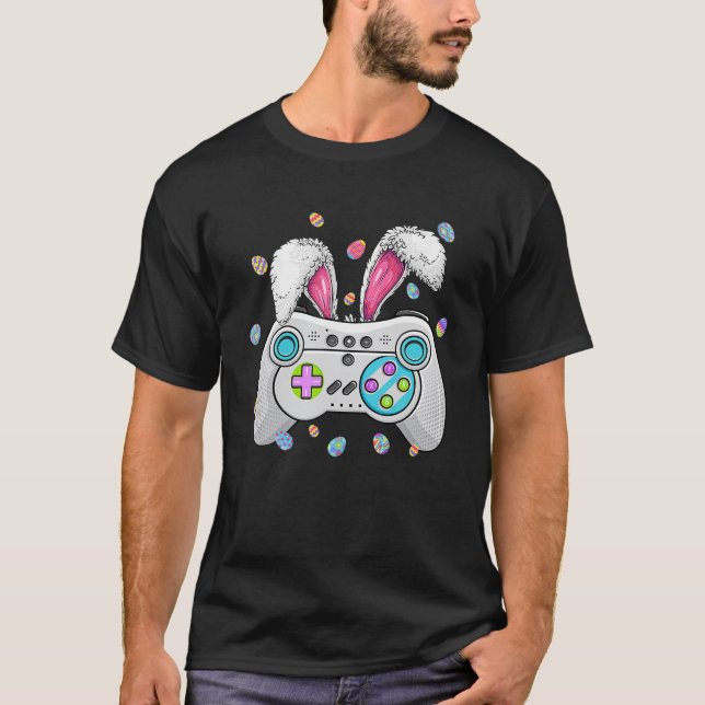 Funny Video Game Bunny Gaming Controller Lover T-Shirt (Front)