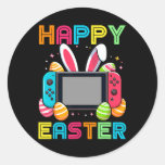 Funny Video Game Easter Bunny Gaming Controller Ga Classic Round Sticker