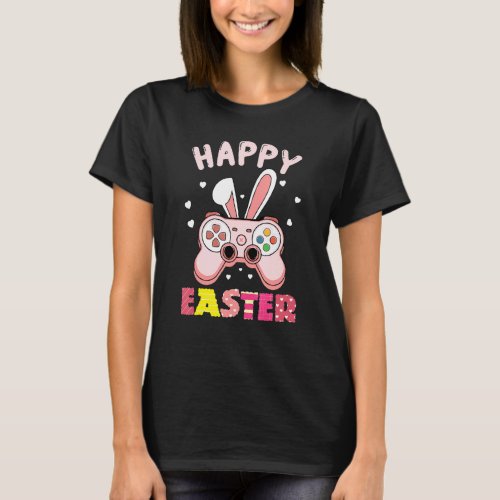 Funny Video Game Happy Easter Bunny Gaming Control T_Shirt