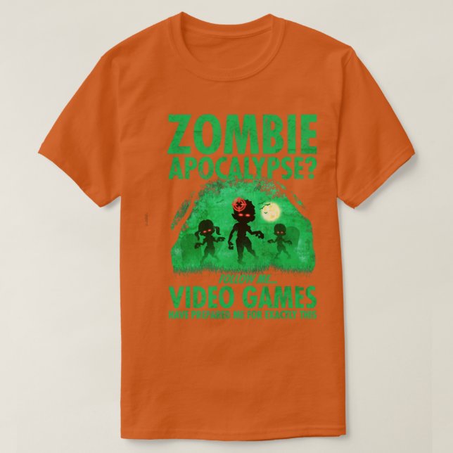 Funny Video Gamer Halloween Zombie T-Shirt (Design Front)