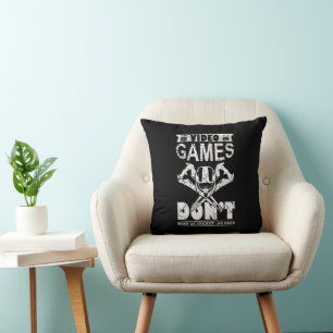 Funny video gamer lag word art throw pillow