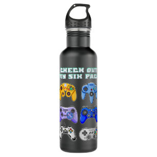 Funny Video Games Gamer Check Out My Six Pack Stainless Steel Water Bottle