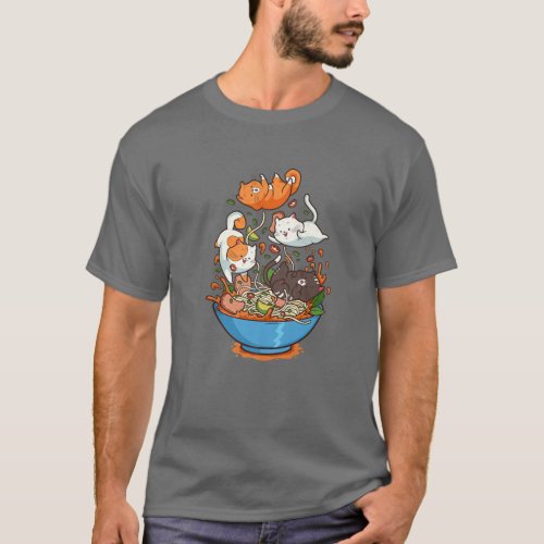 Funny Vietnamese Pho Noodle Soup Cats Falling In P T_Shirt
