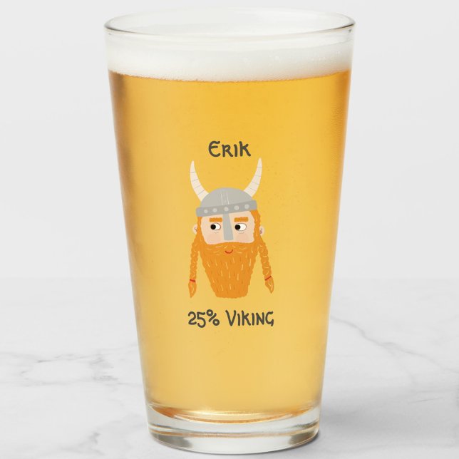 Funny Viking DNA Personalized Beer Glass (Fun Viking ancestry % Viking personalized beer glass)
