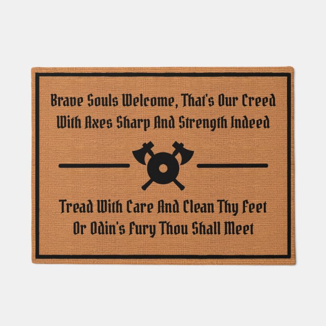 Funny Viking Medieval Humor Rustic Minimalist Doormat (Front)
