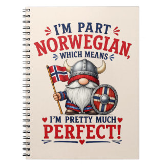 Funny Viking/Norwegian Gnome, "I'm Part Norwegian" Notebook