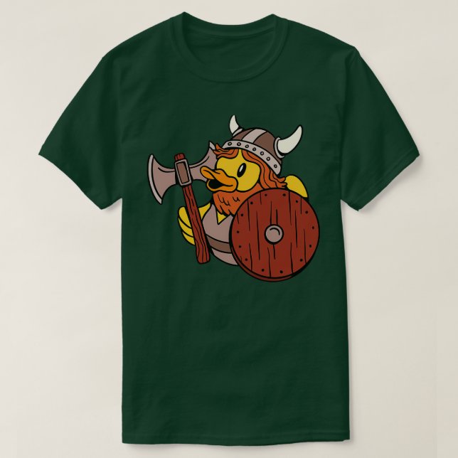 Funny Viking Rubber Duck Ax Shield Helmet Beard Gi T-Shirt (Design Front)