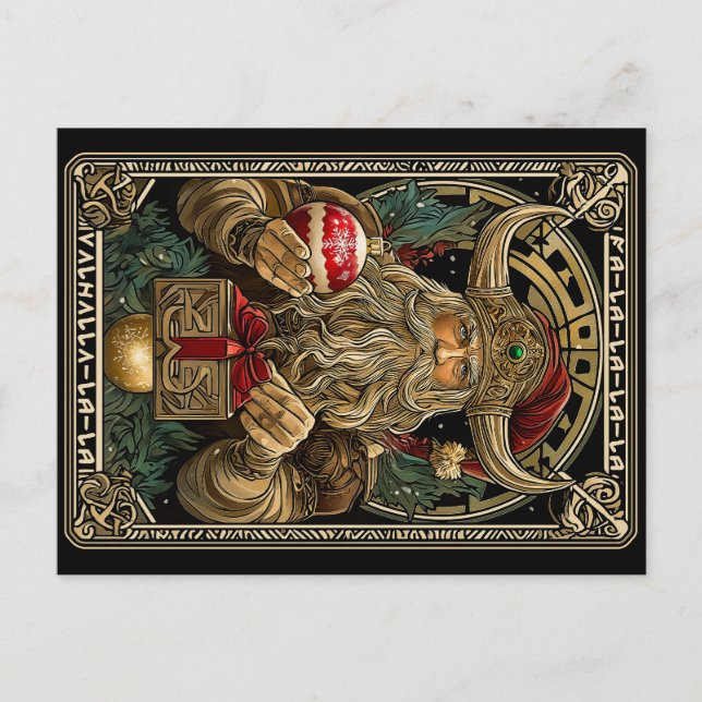 Funny Viking Santa Claus Valhalla Christmas Yule  Postcard (Front)