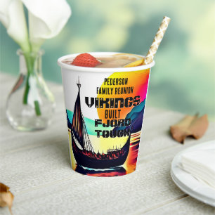 Funny Viking Ship "Fjord Tough" Paper Cups