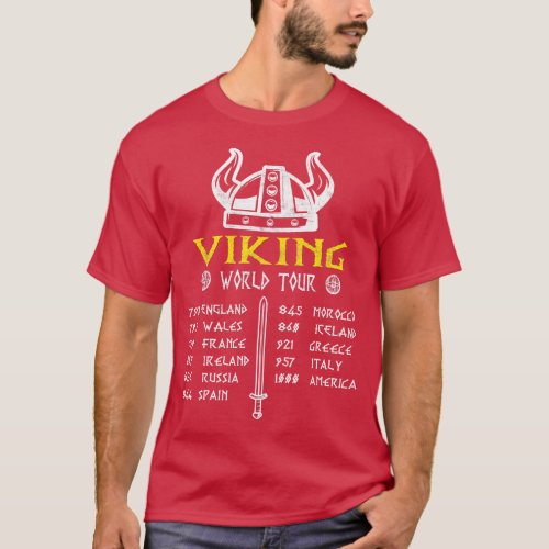 Funny Viking World Tour Raid To Valhalla   Norse M T_Shirt