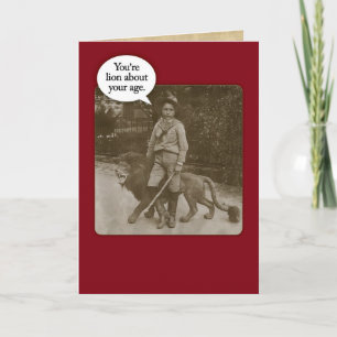 Funny Vintage 1880s Lion Safari Birthday Card