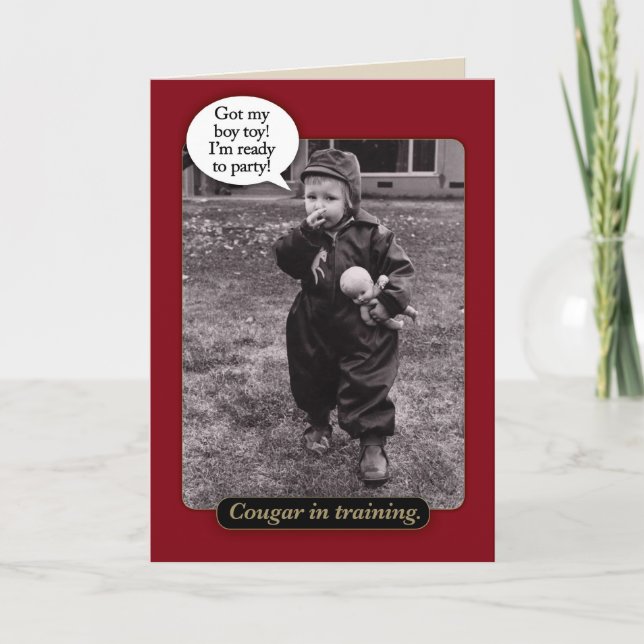 Funny Vintage 1950s Cougar Birthday Card (Front)