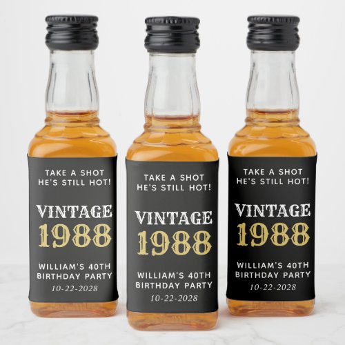 Funny Vintage 40th Birthday Black Liquor Bottle Label
