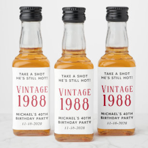 Funny Vintage 40th Birthday Party Favor Liquor Bottle Label