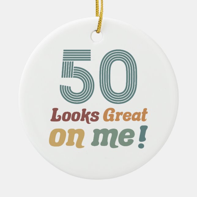 Funny Vintage 50th Birthday Ceramic Ornament (Front)