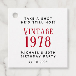 Funny Vintage 50th Birthday Party Favor Tags