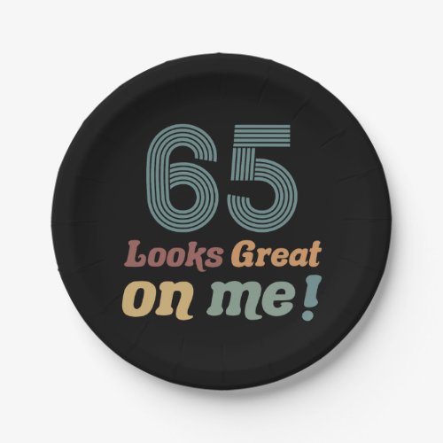 Funny Vintage 65th Birthday Paper Plates