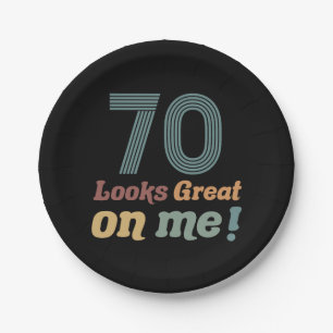 Funny Vintage 70th Birthday Paper Plates