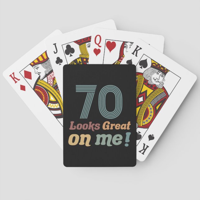 Funny Vintage 70th Birthday Poker Cards (Back)