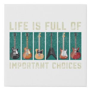 Funny Vintage Acoustic Electric Bass Guitar Player Faux Canvas Print