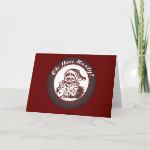 Funny Vintage Bad Santa Retro Christmas Holiday Card
