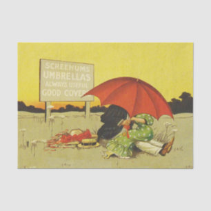 Funny vintage beach umbrella sweethearts tissue paper