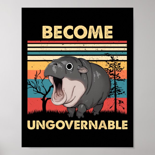 Funny Vintage Become Ungovernable Moo Deng Ba  Poster (Front)