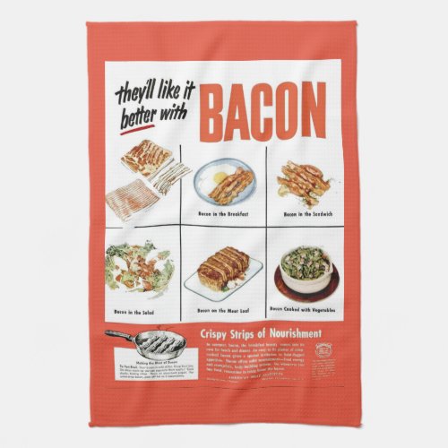 Funny Vintage Better With Bacon Advertisement Towel