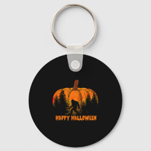 Funny Vintage Bigfoot Pumpkin Halloween Trick Keychain