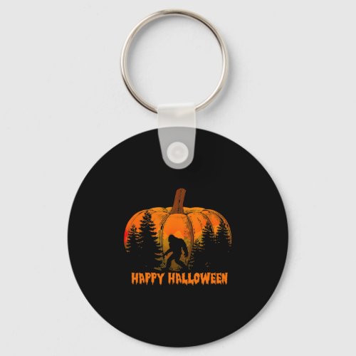 Funny Vintage Bigfoot Pumpkin Halloween Trick Keychain