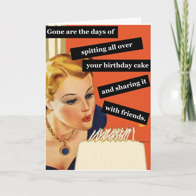 Funny Vintage Birthday Card Blowing Out Candles (Front)