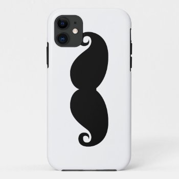 Funny Vintage Black Mustache Iphone 11 Case by mustache_designs at Zazzle