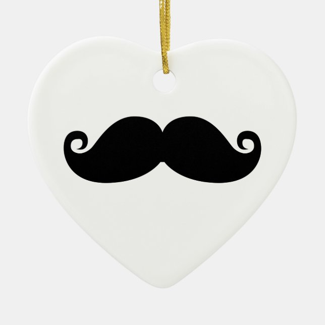Funny Vintage Black Mustache Ceramic Ornament (Front)