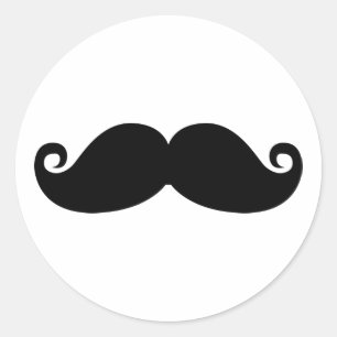 Funny Vintage Black Mustache Classic Round Sticker