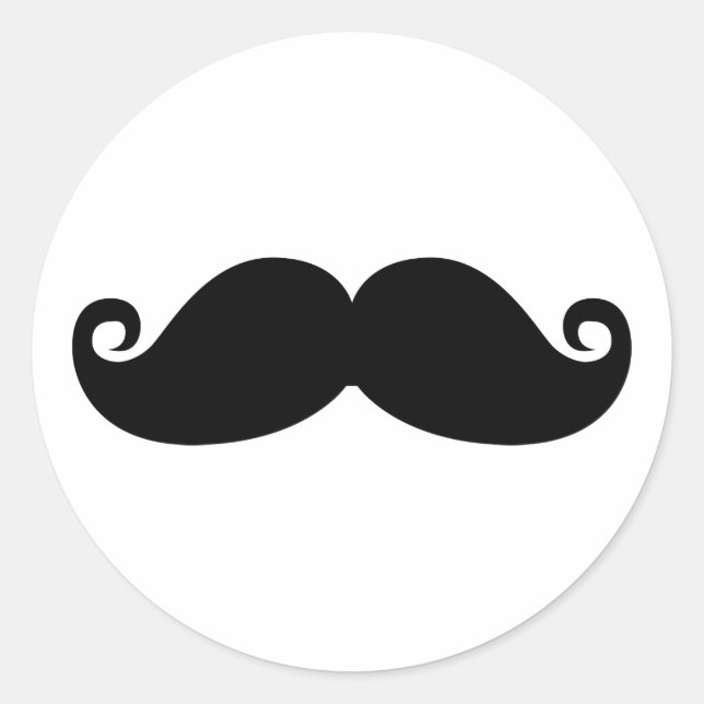 Funny Vintage Black Mustache Classic Round Sticker (Front)