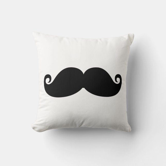 Funny Vintage Black Mustache Throw Pillow (Front)