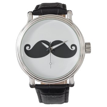 Funny Vintage Black Mustache Watch by mustache_designs at Zazzle