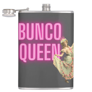Funny Vintage Bunco Queen  Flask