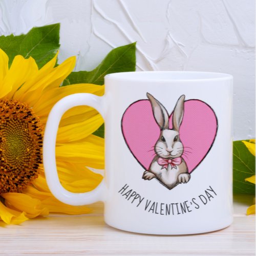 Funny Vintage Bunny  Heart Custom Valentines Day Giant Coffee Mug