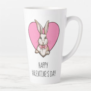 Funny Vintage Bunny & Heart Custom Valentine's Day Latte Mug