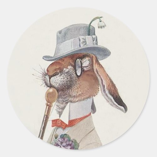 Funny Vintage Bunny Rabbit _ Easter Gift Classic Round Sticker