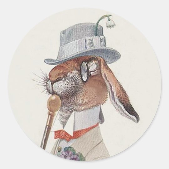 Funny Vintage Bunny Rabbit - Easter Gift Classic Round ...