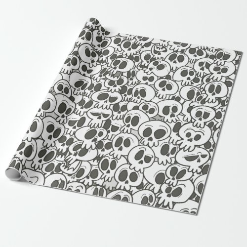 Funny Vintage Cartoon Skull Pattern Wrapping Paper