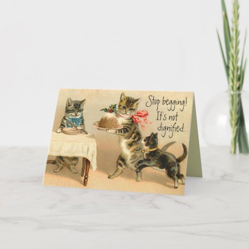 Funny Vintage Cat Christmas Card