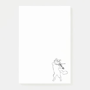 Funny Vintage Cat Dancing and Playing Violin Post-it Notes