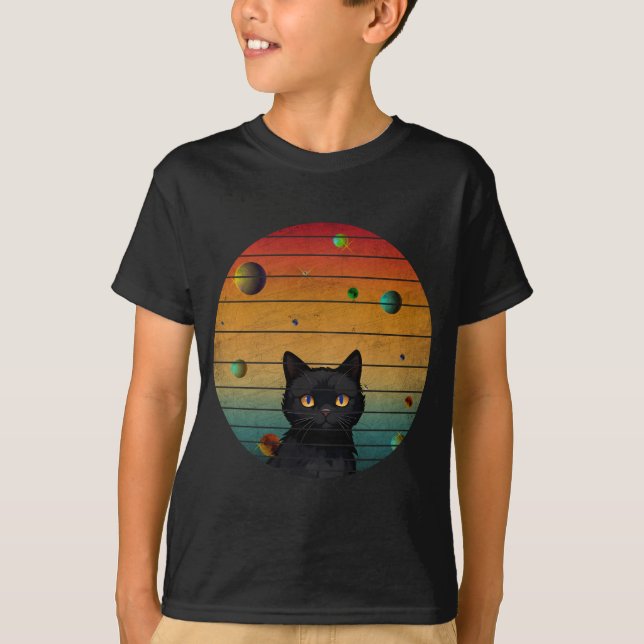 Funny Vintage Cat In Space T-Shirt (Front)