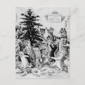 Funny Vintage Cats Christmas Holiday Postcard by TeensEyeCandy at Zazzle