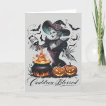 Funny Vintage Cauldron Blessed Witch Halloween