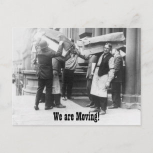 Funny vintage change of address moving men announcement postcard