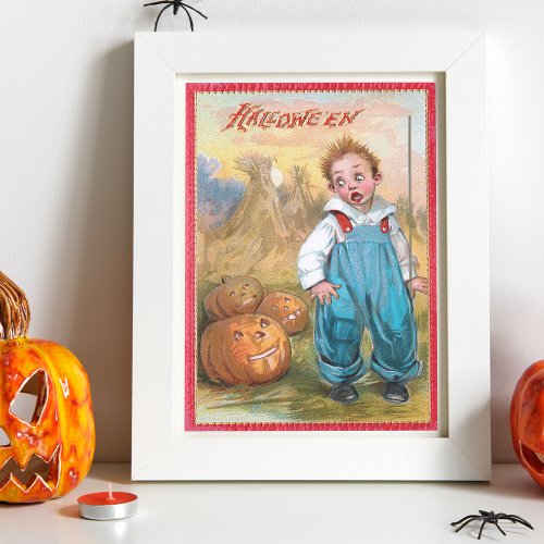 Funny Vintage Child and Halloween Pumpkins Tissue Paper